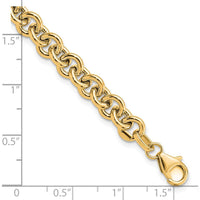 14K Yellow Gold 6.5mm Fancy Rolo Link Bracelet - 7.75" Length by 0