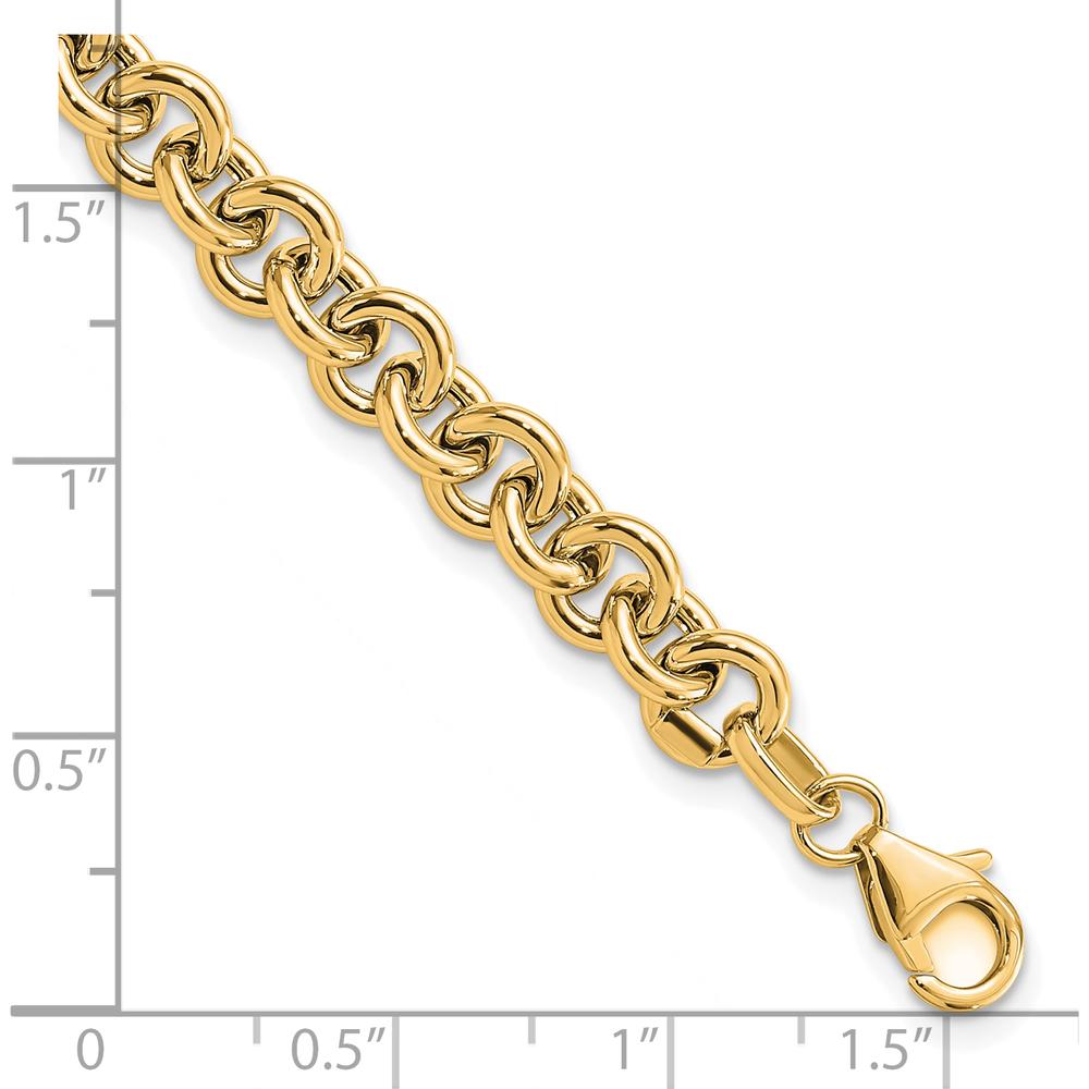 14K Yellow Gold 6.5mm Fancy Rolo Link Bracelet - 7.75" Length by 0