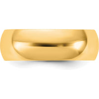 14K Yellow Gold 6.5mm Half Round Domed Band - Solid Gold Wedding Ring by Luciano & Cie