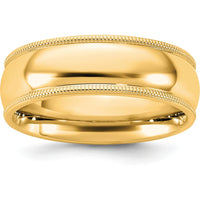 14K Yellow Gold 6.5mm Milgrain Edge Comfort Fit Domed Wedding Band by Luciano & Cie