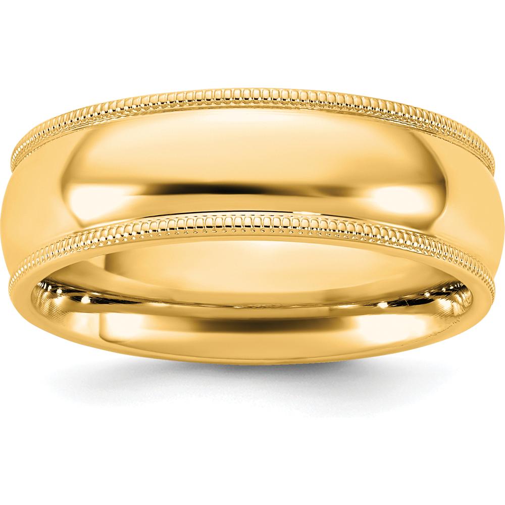 14K Yellow Gold 6.5mm Milgrain Edge Comfort Fit Domed Wedding Band by Luciano & Cie