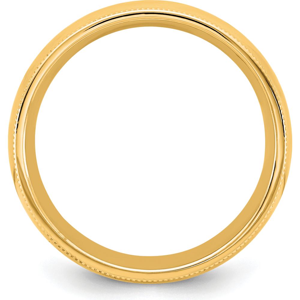 14K Yellow Gold 6.5mm Milgrain Edge Comfort Fit Domed Wedding Band by Luciano & Cie