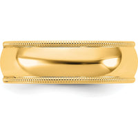14K Yellow Gold 6.5mm Milgrain Edge Comfort Fit Domed Wedding Band by Luciano & Cie