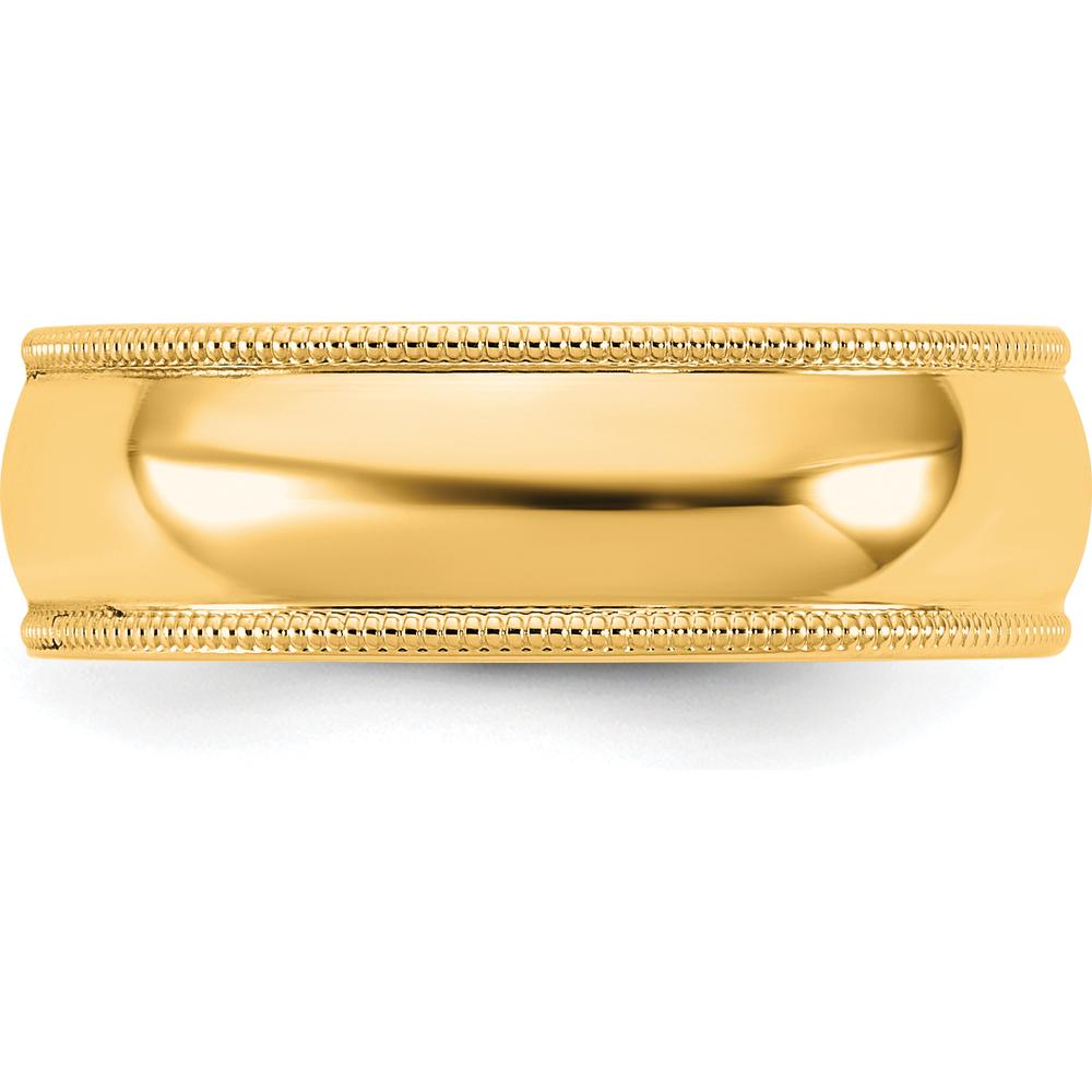 14K Yellow Gold 6.5mm Milgrain Edge Comfort Fit Domed Wedding Band by Luciano & Cie