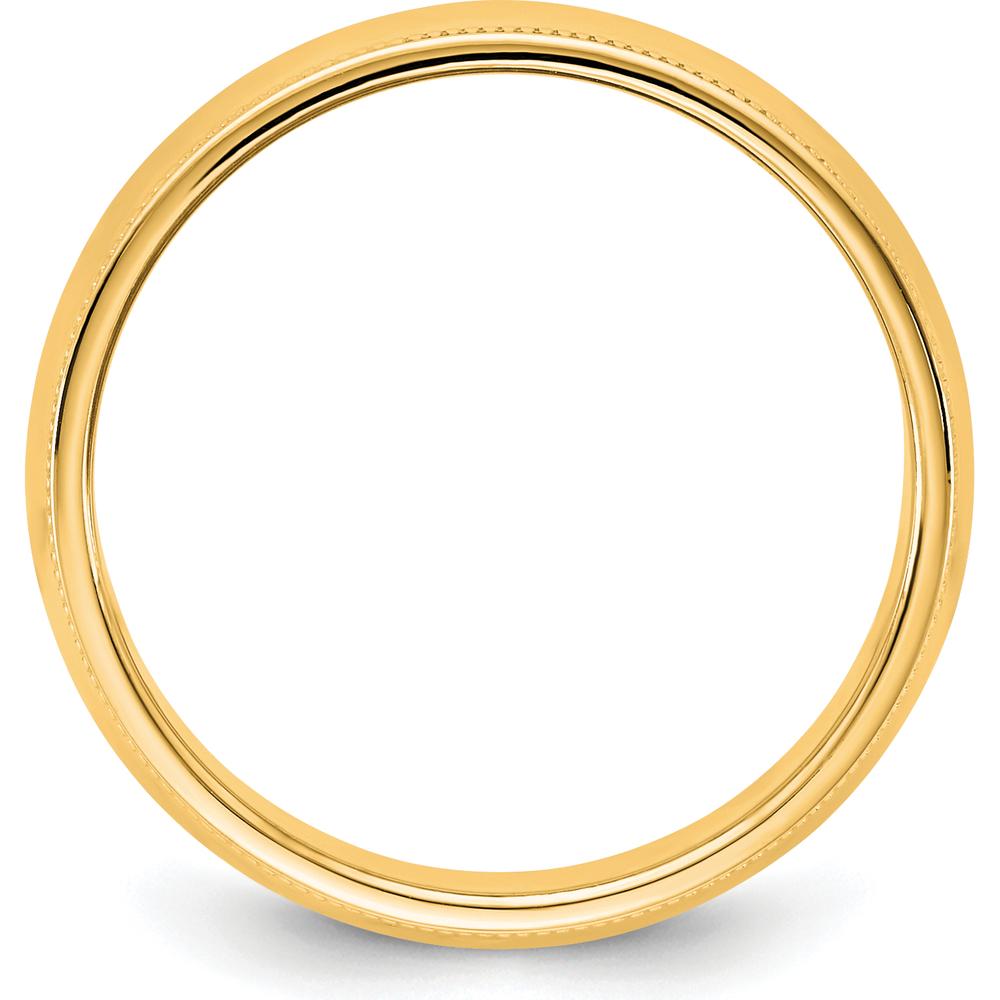 14K Yellow Gold 6.5mm Milgrain Half Round Band Ring - Unisex Wedding Band, Engravable, Polished Finish by Luciano & Cie