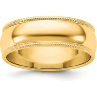 14K Yellow Gold 6.5mm Milgrain Half Round Band - Size 8 by Luciano & Cie