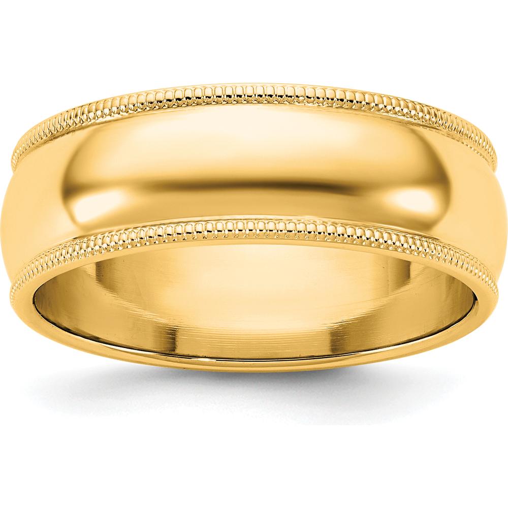 14K Yellow Gold 6.5mm Milgrain Half Round Wedding Band - Unisex Comfort Fit by Luciano & Cie