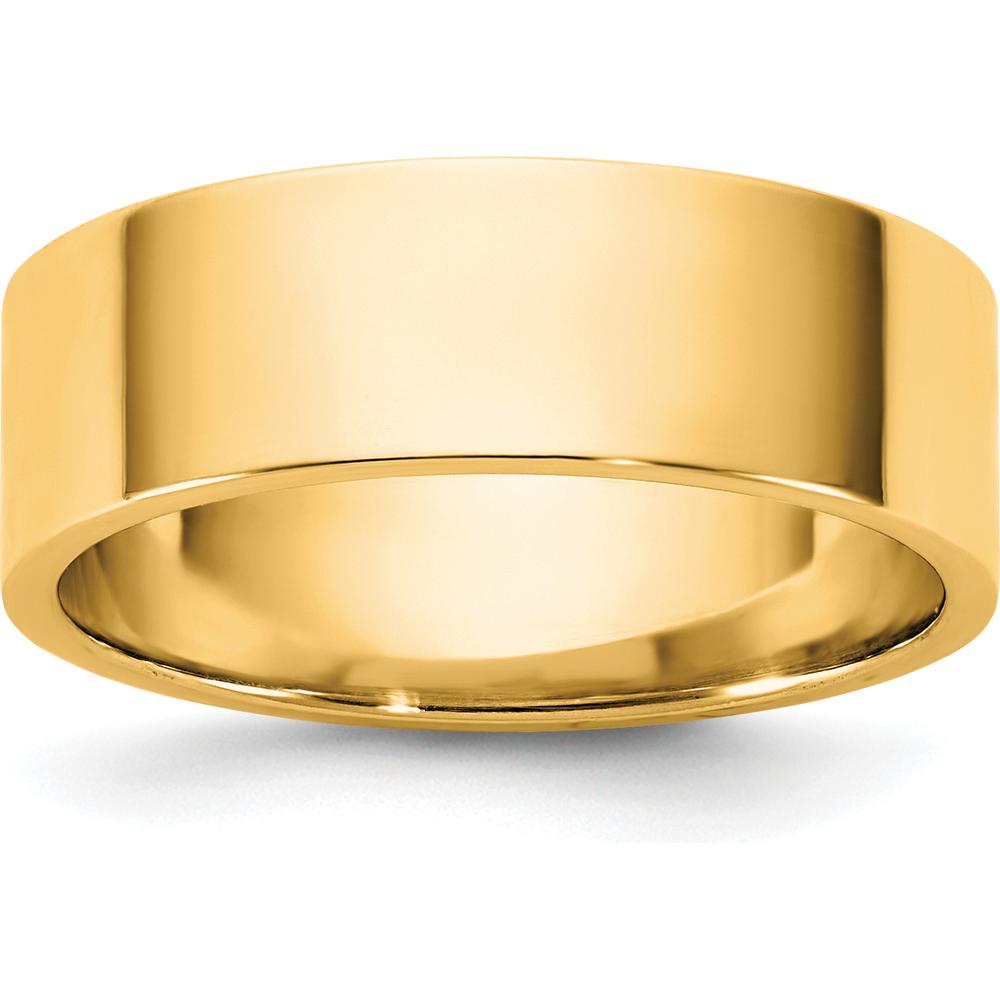 14K Yellow Gold 6.5mm Polished Flat Band Ring - Unisex Size 7 by Luciano & Cie