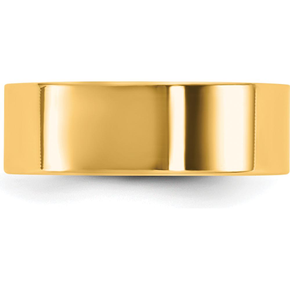 14K Yellow Gold 6.5mm Polished Flat Band Ring - Unisex Size 7 by Luciano & Cie