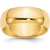 14K Yellow Gold 6.5mm Polished Half Round Band Ring - Size 9 by Luciano & Cie