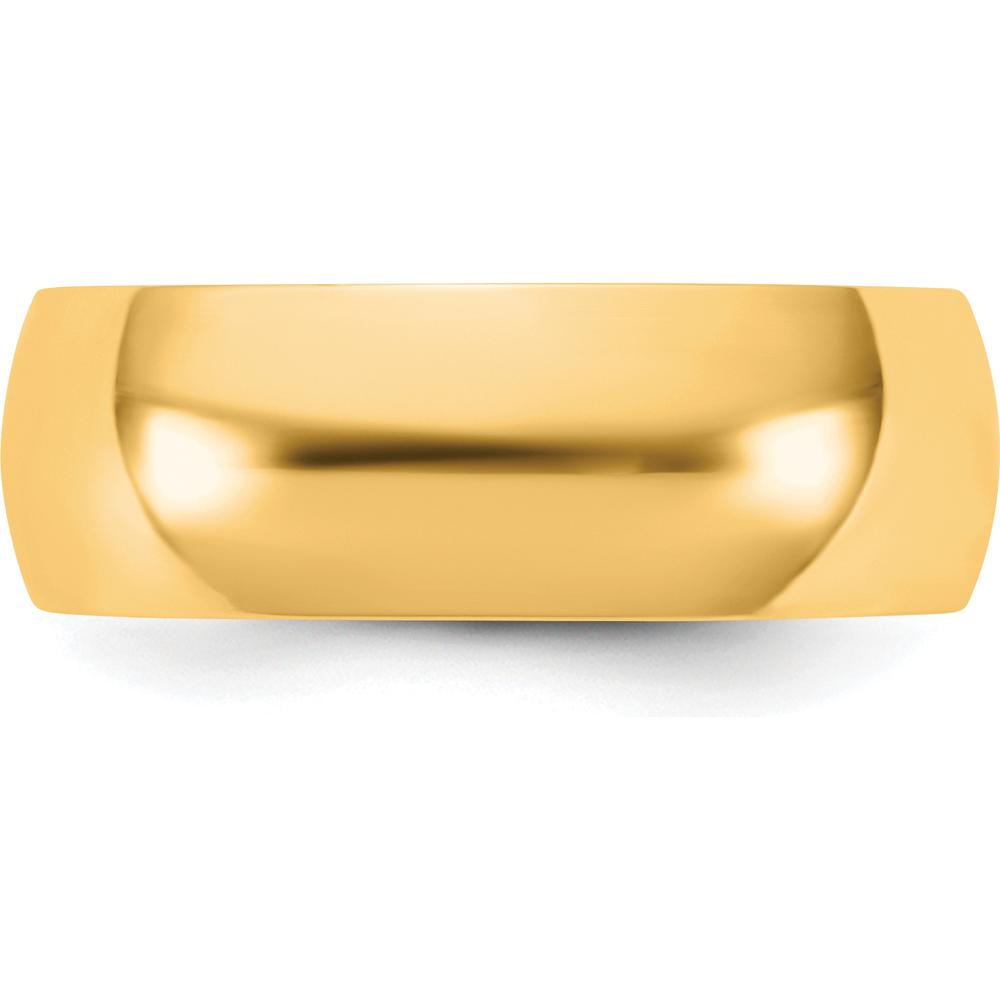 14K Yellow Gold 6.5mm Polished Half Round Band Ring - Size 9 by Luciano & Cie