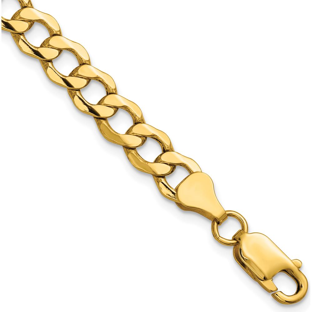14K Yellow Gold 6.5mm Semi-Solid Curb Chain Bracelet - 9 Inch by Oro Pregiato