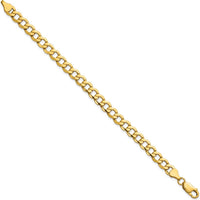 14K Yellow Gold 6.5mm Semi-Solid Curb Chain Bracelet - 9 Inch by Oro Pregiato