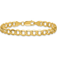 14K Yellow Gold 6.5mm Semi-Solid Curb Chain Bracelet - 9 Inch by Oro Pregiato
