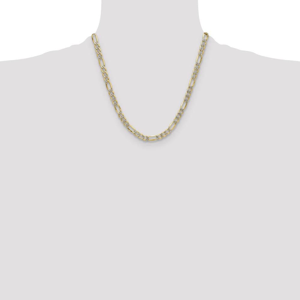 14K Yellow Gold 6.5mm Semi-Solid Figaro Chain Necklace - 20 Inches by Oro Pregiato