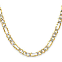 14K Yellow Gold 6.5mm Semi-Solid Figaro Chain Necklace with Rhodium Pavé Accents - 26 inches by Oro Pregiato