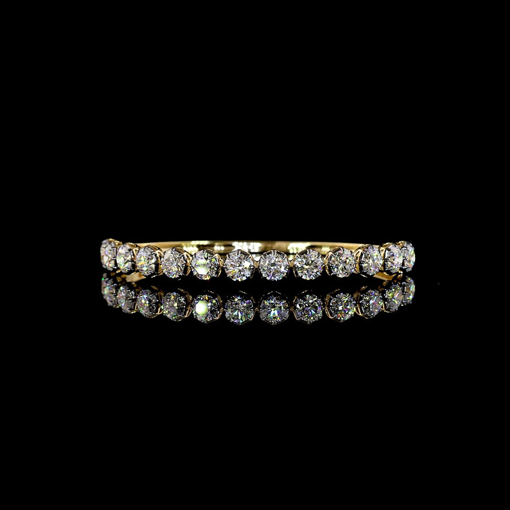 14K Yellow Gold 6.62 Carat Lab-Grown Diamond Bangle with Black Rhodium Prong Setting - 13 Round Brilliant Cut E-F VS1 Diamonds - Covaloro Fine Jewelry