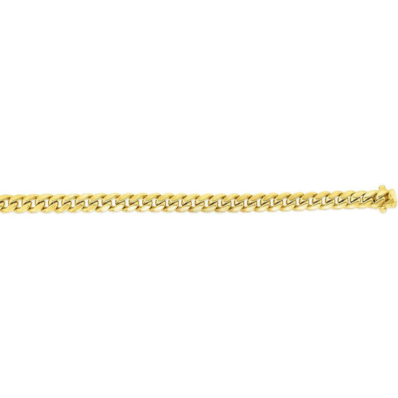 14K Yellow Gold 6.6mm Semi-Solid Miami Cuban Bracelet with Box and Figure 8 Safety Clasp - 8.5" Length by Orozza Fine Jewelry