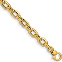 14K Yellow Gold 6.75mm Fancy Cable Link Bracelet with Polished Finish - 7.5" Length by 0