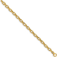 14K Yellow Gold 6.75mm Fancy Cable Link Bracelet with Polished Finish - 7.5" Length by 0