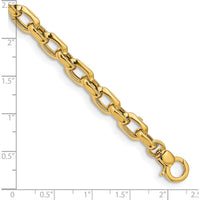 14K Yellow Gold 6.75mm Fancy Cable Link Bracelet with Polished Finish - 7.5" Length by 0