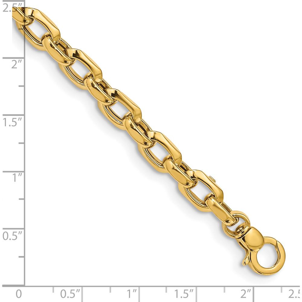 14K Yellow Gold 6.75mm Fancy Cable Link Bracelet with Polished Finish - 7.5" Length by 0