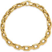 14K Yellow Gold 6.75mm Fancy Cable Link Bracelet with Polished Finish - 7.5" Length by 0