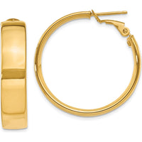 14K Yellow Gold 6.75mm Large Hoop Earrings with Omega Clip Back Design by Oro Pregiato