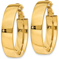 14K Yellow Gold 6.75mm Large Hoop Earrings with Omega Clip Back Design by Oro Pregiato