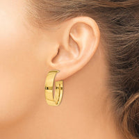 14K Yellow Gold 6.75mm Large Hoop Earrings with Omega Clip Back Design by Oro Pregiato