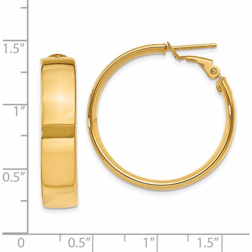 14K Yellow Gold 6.75mm Large Hoop Earrings with Omega Clip Back Design by Oro Pregiato