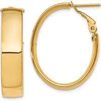 14K Yellow Gold 6.75mm Oval Hoop Earrings with Omega Clip Back Closure by Oro Pregiato