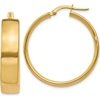 14K Yellow Gold 6.75mm Polished Hoop Earrings - Timeless Classic Design by Oro Pregiato