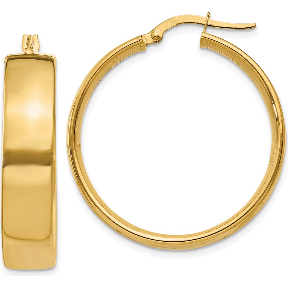 14K Yellow Gold 6.75mm Polished Hoop Earrings - Timeless Classic Design by Oro Pregiato