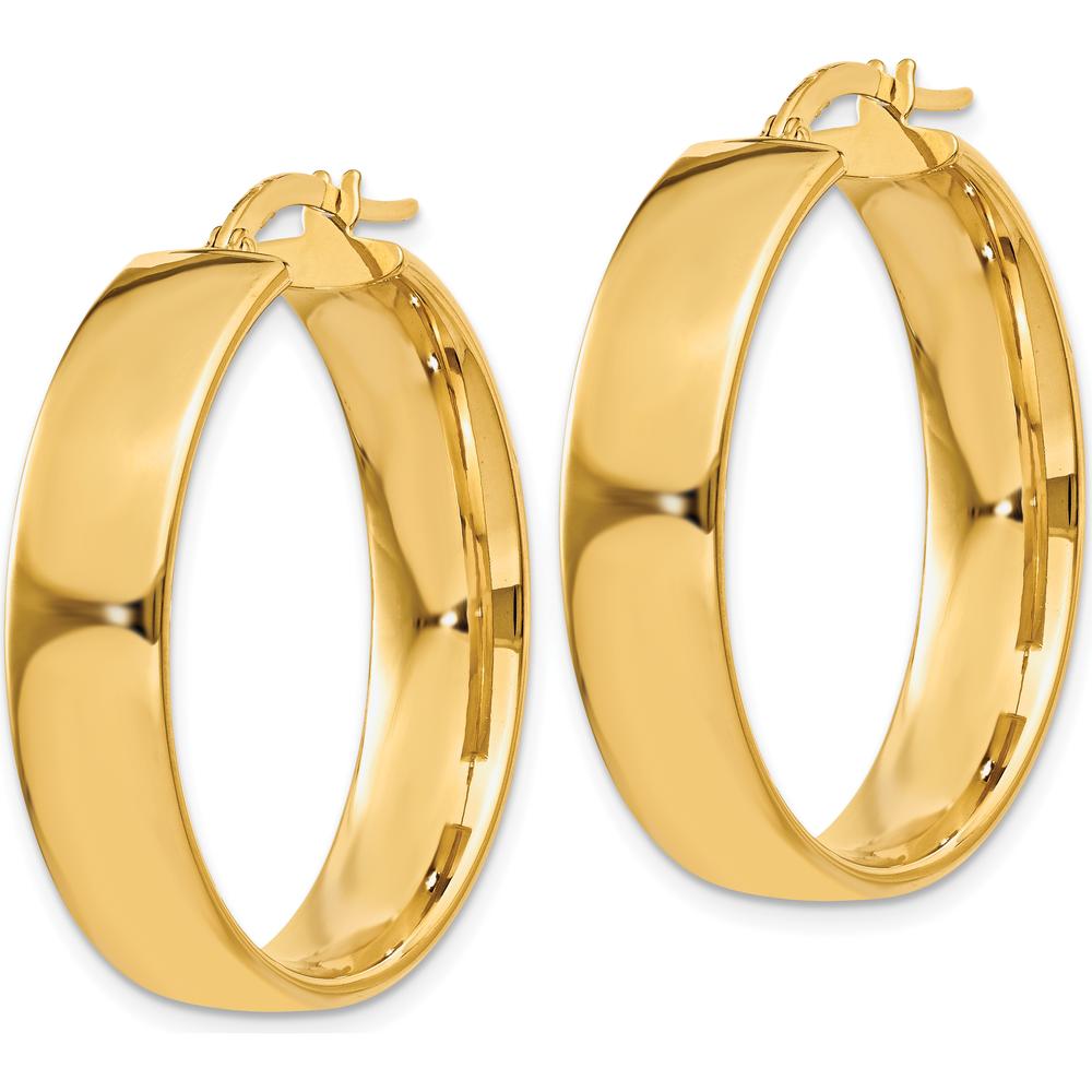 14K Yellow Gold 6.75mm Polished Hoop Earrings - Timeless Classic Design by Oro Pregiato