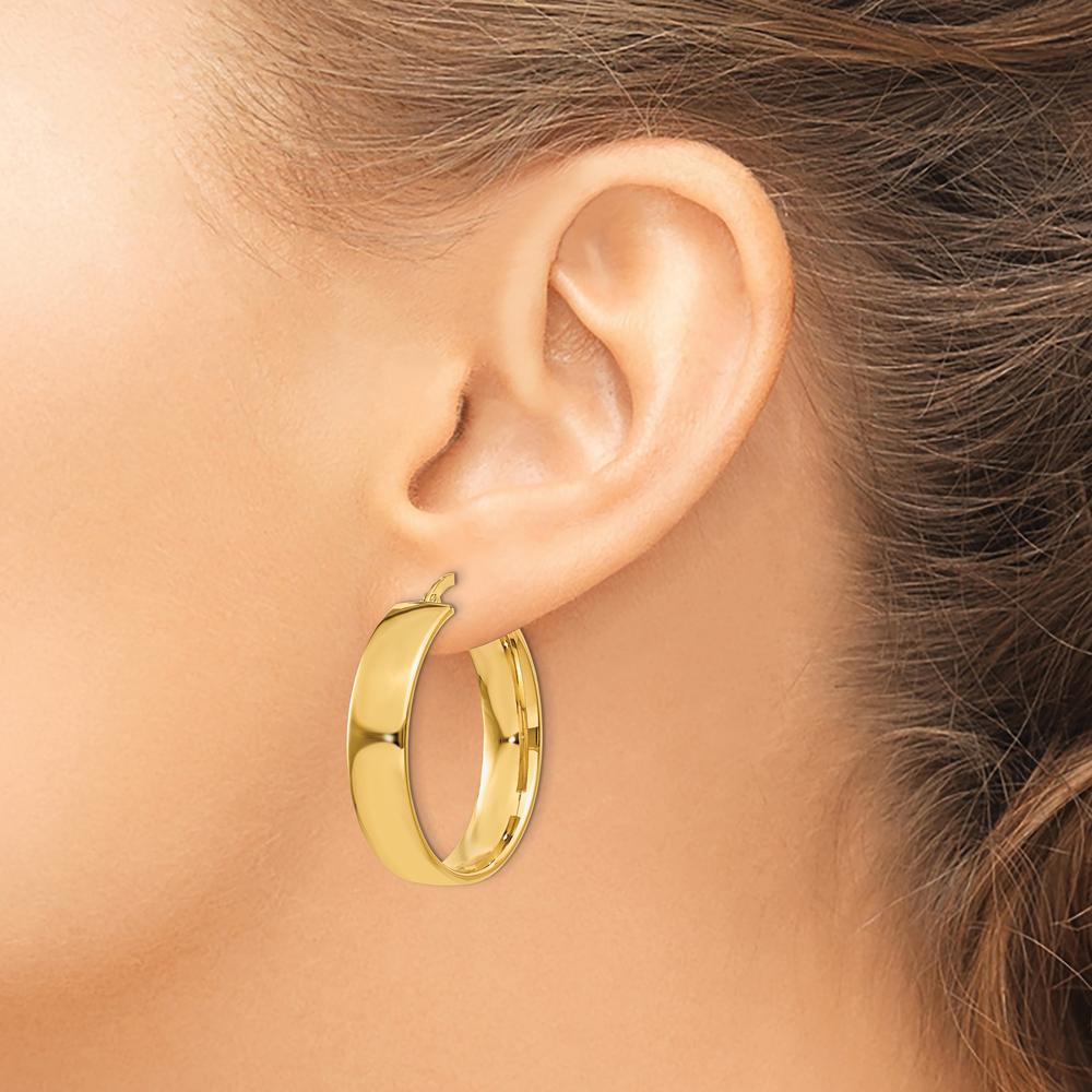 14K Yellow Gold 6.75mm Polished Hoop Earrings - Timeless Classic Design by Oro Pregiato