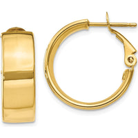 14K Yellow Gold 6.75mm Polished Omega Back Hoop Earrings by Oro Pregiato