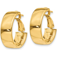 14K Yellow Gold 6.75mm Polished Omega Back Hoop Earrings by Oro Pregiato