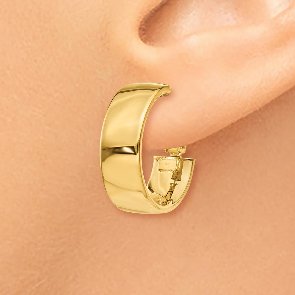 14K Yellow Gold 6.75mm Polished Omega Back Hoop Earrings by Oro Pregiato