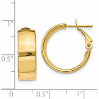 14K Yellow Gold 6.75mm Polished Omega Back Hoop Earrings by Oro Pregiato