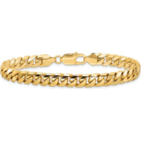 14K Yellow Gold 6.75mm Solid Miami Cuban Chain Bracelet - 9-inch Length by Oro Pregiato