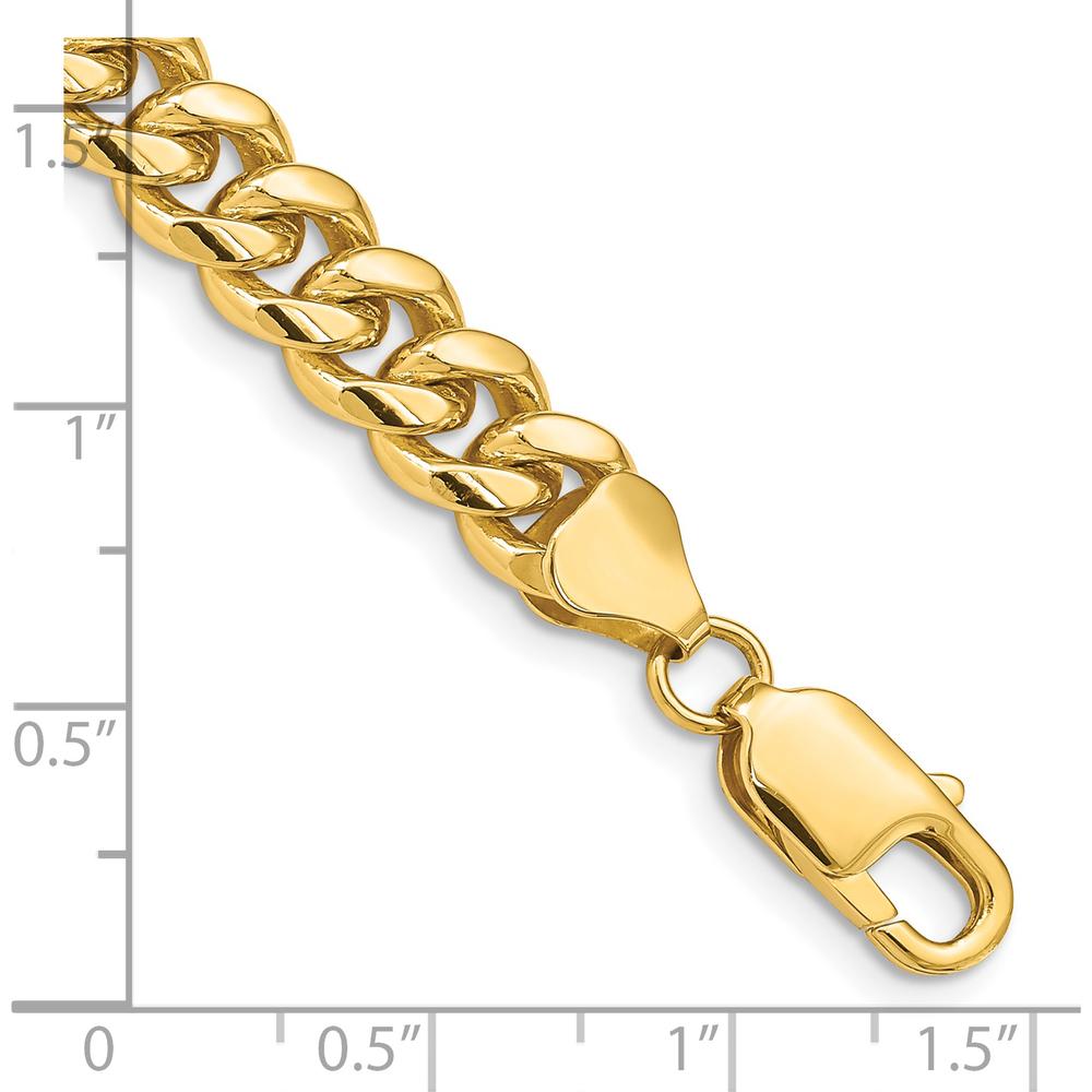 14K Yellow Gold 6.75mm Solid Miami Cuban Chain Bracelet - 9-inch Length by Oro Pregiato
