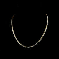 14K Yellow Gold 6.78 Carat Tennis Necklace with Bezel Set Round Lab Diamonds - E-F Color VS1 Clarity, 115 Stones - Covaloro Fine Jewelry