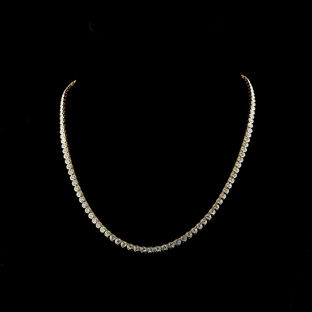 14K Yellow Gold 6.78 Carat Tennis Necklace with Bezel Set Round Lab Diamonds - E-F Color VS1 Clarity, 115 Stones - Covaloro Fine Jewelry