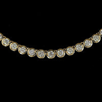 14K Yellow Gold 6.78 Carat Tennis Necklace with Bezel Set Round Lab Diamonds - E-F Color VS1 Clarity, 115 Stones - Covaloro Fine Jewelry
