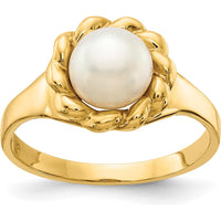 14K Yellow Gold 6-7mm Button Freshwater Pearl Ring by Monteluci Fine Jewelry