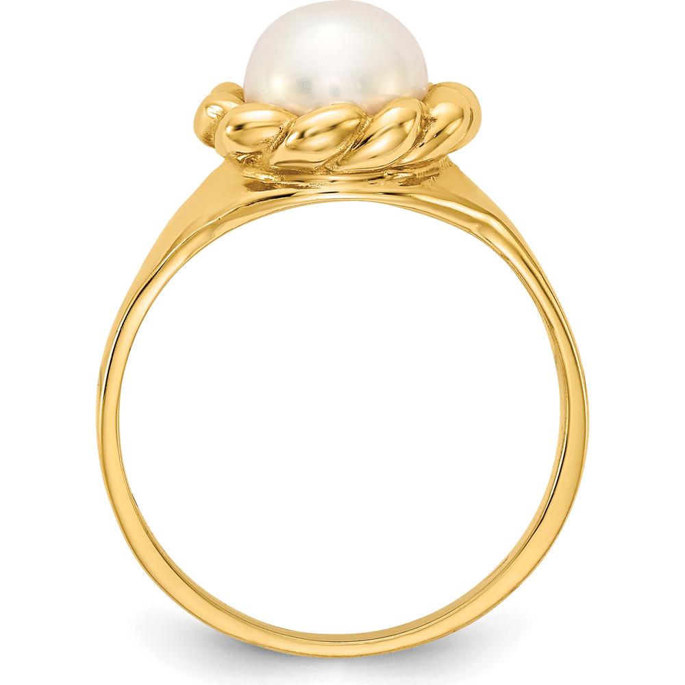 14K Yellow Gold 6-7mm Button Freshwater Pearl Ring by Monteluci Fine Jewelry