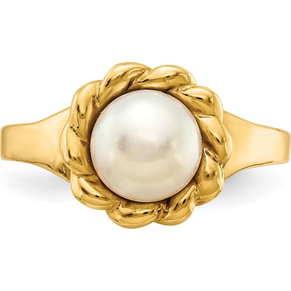 14K Yellow Gold 6-7mm Button Freshwater Pearl Ring by Monteluci Fine Jewelry