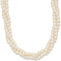 14K Yellow Gold 6-7mm Freshwater Cultured Pearl 3-Strand Necklace - 21" Length by Monteluci Fine Jewelry