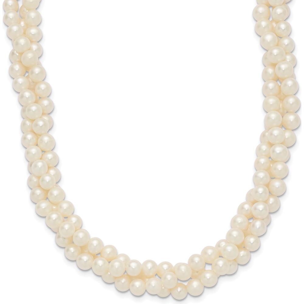 14K Yellow Gold 6-7mm Freshwater Cultured Pearl 3-Strand Necklace - 21" Length by Monteluci Fine Jewelry
